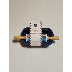 Core Kitchen 3 pc Mini Bakeware Set Loaf Pan Spring Form Pan Bamboo Rolling Pin